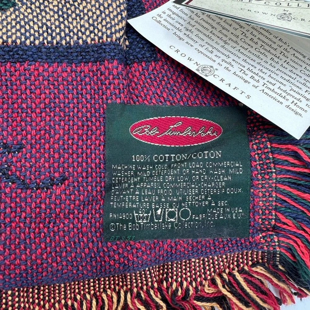 Bob Timberlake Tapestry Throw Blanket Camping Canoe Cabin USA 50x65 Cotton Tag